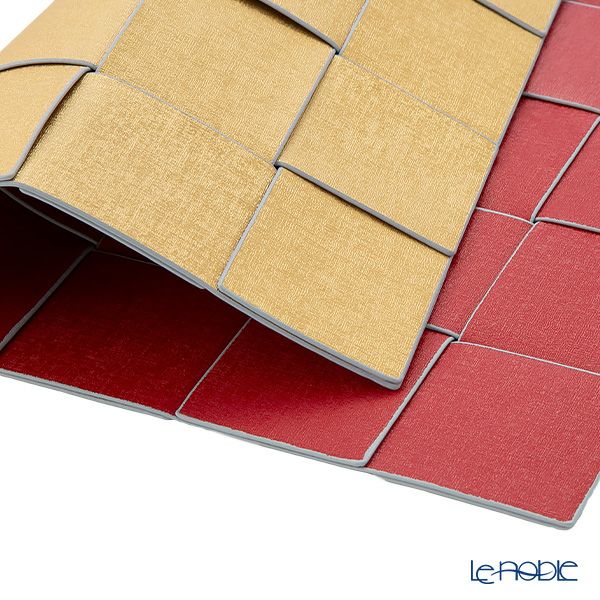 トルコ雑貨 アルテペレ 長方形 プレースマット／ランチョンマット ゴールド／レッド 31.5×44cm PVC加工合皮製 撥水加工