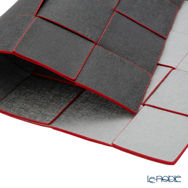 トルコ雑貨 アルテペレ 長方形 プレースマット／ランチョンマット シルバー／ブラック 31.5×44cm PVC加工合皮製 撥水加工