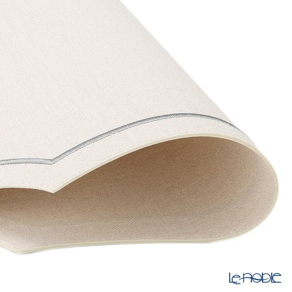 トルコ雑貨 アルテペレ カーリー プレースマット／ランチョンマット デニム調 ホワイト／シルバー 35×48cm PVC加工合皮製 撥水加工