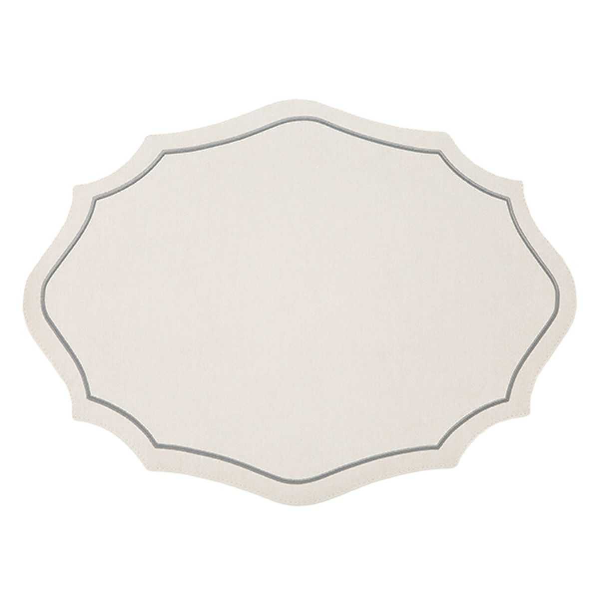 トルコ雑貨 アルテペレ カーリー プレースマット／ランチョンマット デニム調 ホワイト／シルバー 35×48cm PVC加工合皮製 撥水加工