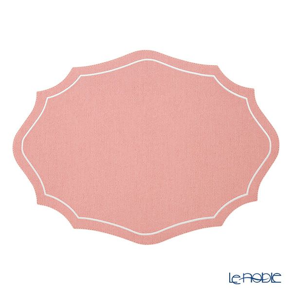 トルコ雑貨 アルテペレ カーリー プレースマット／ランチョンマット デニム調 ピンク／ホワイト 35×48cm PVC加工合皮製 撥水加工