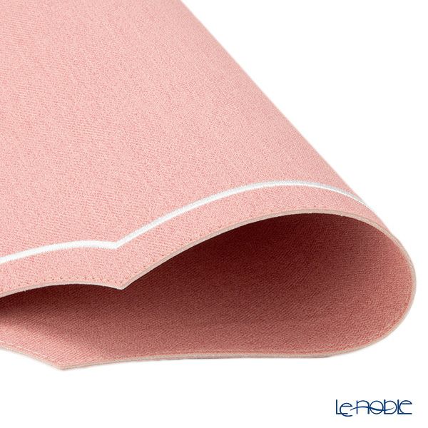 トルコ雑貨 アルテペレ カーリー プレースマット／ランチョンマット デニム調 ピンク／ホワイト 35×48cm PVC加工合皮製 撥水加工