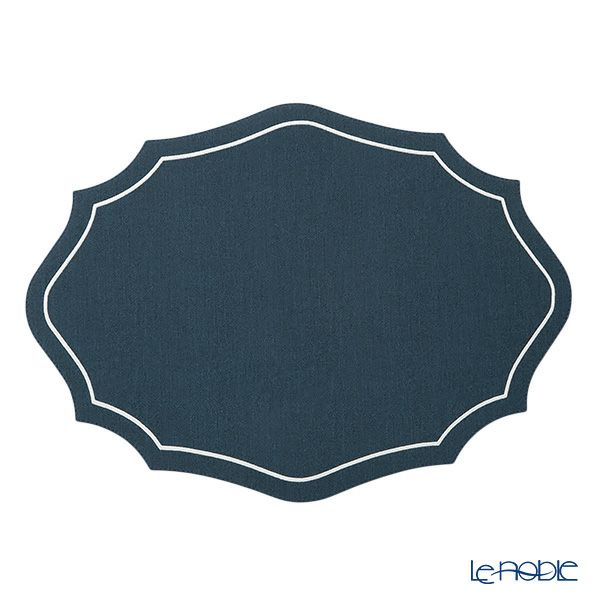 トルコ雑貨 アルテペレ カーリー プレースマット／ランチョンマット デニム調 ネイビー／ホワイト 35×48cm PVC加工合皮製 撥水加工