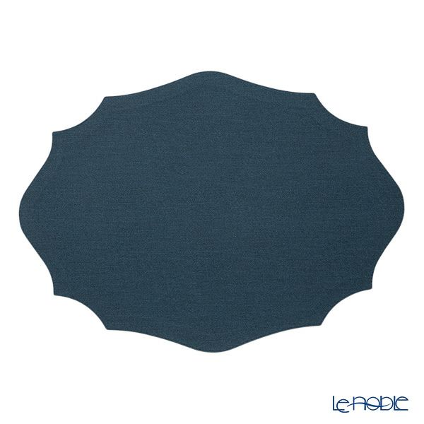 トルコ雑貨 アルテペレ カーリー プレースマット／ランチョンマット デニム調 ネイビー／ホワイト 35×48cm PVC加工合皮製 撥水加工