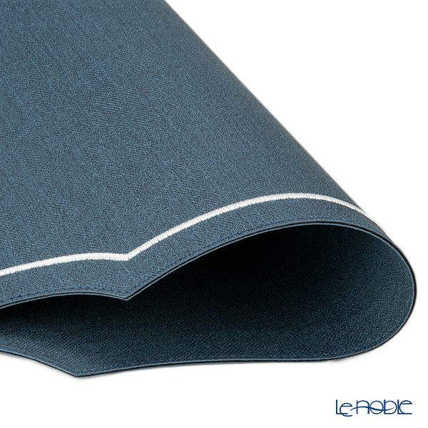 トルコ雑貨 アルテペレ カーリー プレースマット／ランチョンマット デニム調 ネイビー／ホワイト 35×48cm PVC加工合皮製 撥水加工