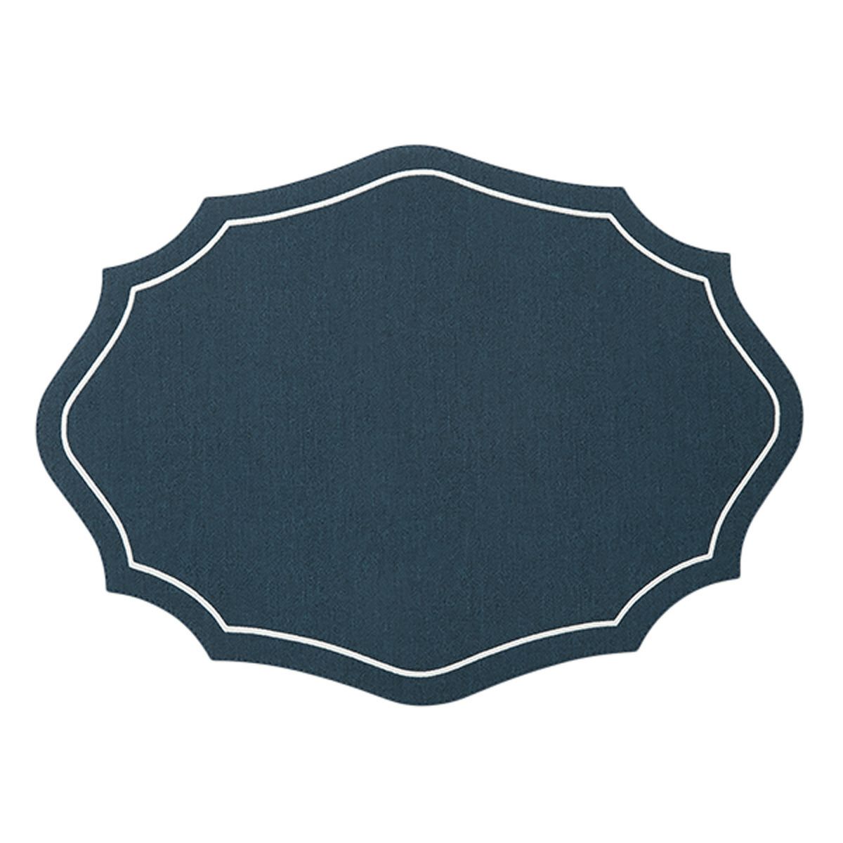 トルコ雑貨 アルテペレ カーリー プレースマット／ランチョンマット デニム調 ネイビー／ホワイト 35×48cm PVC加工合皮製 撥水加工