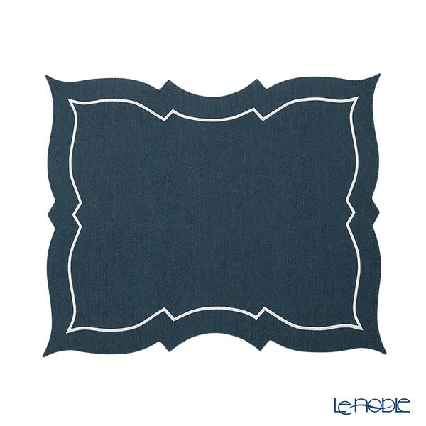 トルコ雑貨 アルテペレ バタフライ プレースマット／ランチョンマット デニム調 ネイビー／ホワイト 38cm PVC加工合皮製 撥水加工