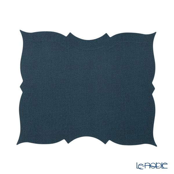 トルコ雑貨 アルテペレ バタフライ プレースマット／ランチョンマット デニム調 ネイビー／ホワイト 38cm PVC加工合皮製 撥水加工