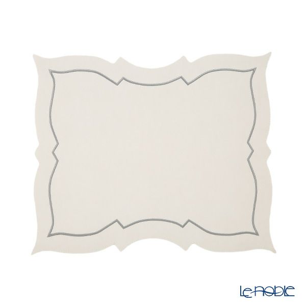 トルコ雑貨 アルテペレ バタフライ プレースマット／ランチョンマット デニム調 ホワイト／シルバー 38cm PVC加工合皮製 撥水加工