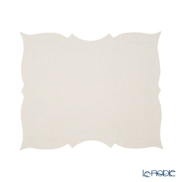 トルコ雑貨 アルテペレ バタフライ プレースマット／ランチョンマット デニム調 ホワイト／シルバー 38cm PVC加工合皮製 撥水加工