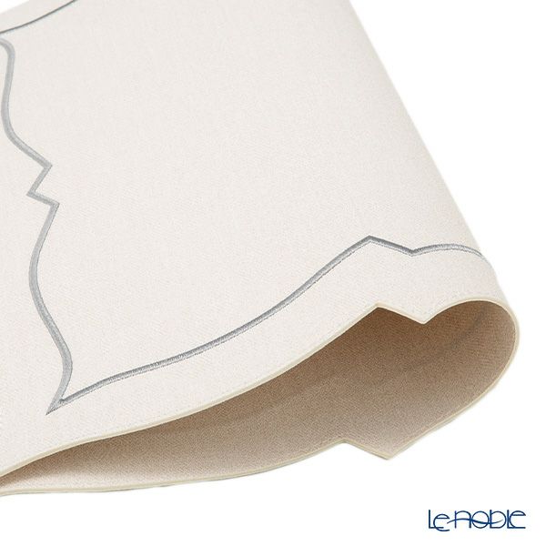 トルコ雑貨 アルテペレ バタフライ プレースマット／ランチョンマット デニム調 ホワイト／シルバー 38cm PVC加工合皮製 撥水加工