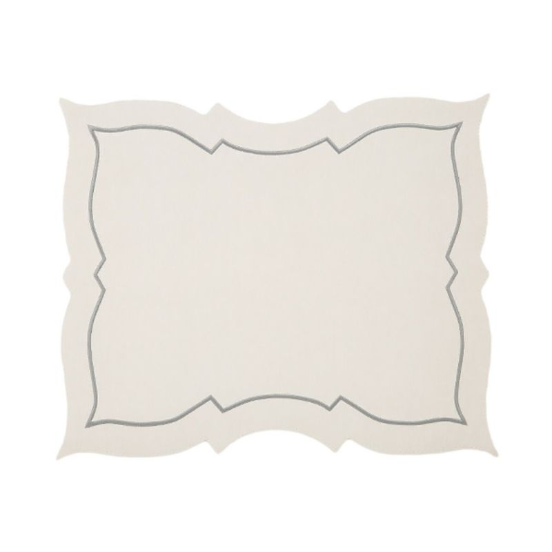 トルコ雑貨 アルテペレ バタフライ プレースマット／ランチョンマット デニム調 ホワイト／シルバー 38cm PVC加工合皮製 撥水加工