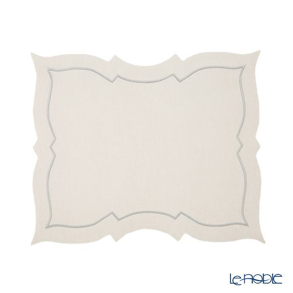 トルコ雑貨 アルテペレ バタフライ プレースマット／ランチョンマット デニム調 ホワイト／グレー 刺繍ラメ入り 38cm PVC加工合皮製 撥水加工