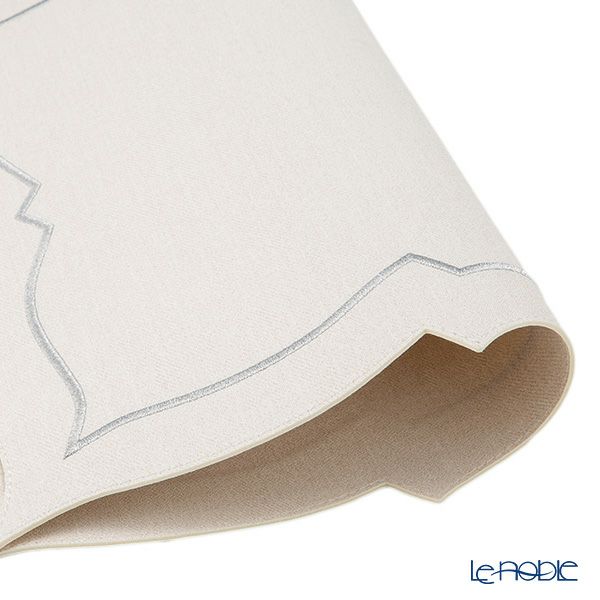 トルコ雑貨 アルテペレ バタフライ プレースマット／ランチョンマット デニム調 ホワイト／グレー 刺繍ラメ入り 38cm PVC加工合皮製 撥水加工