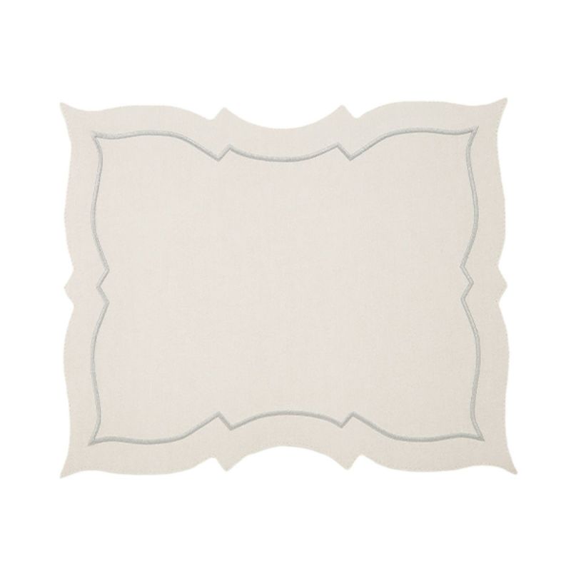 トルコ雑貨 アルテペレ バタフライ プレースマット／ランチョンマット デニム調 ホワイト／グレー 刺繍ラメ入り 38cm PVC加工合皮製 撥水加工