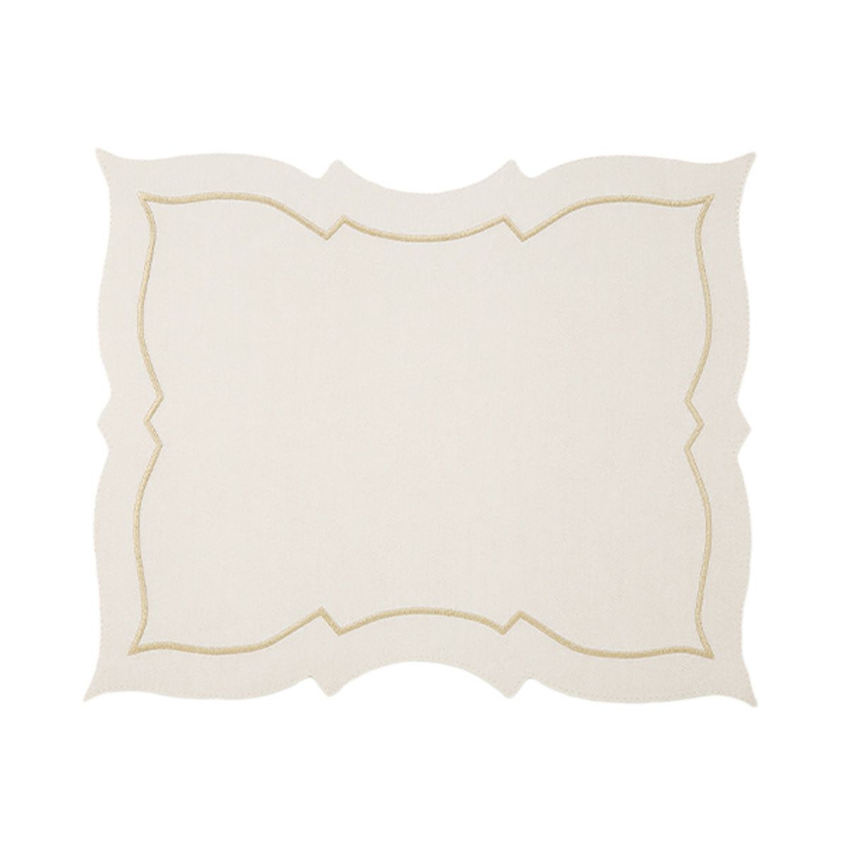 トルコ雑貨 アルテペレ バタフライ プレースマット／ランチョンマット デニム調 ホワイト／シャンパン 刺繍ラメ入り 38cm PVC加工合皮製 撥水加工