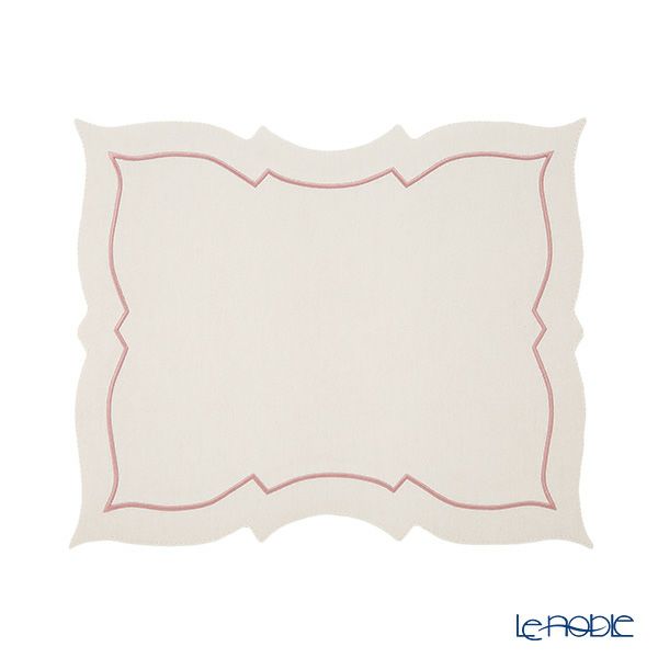 トルコ雑貨 アルテペレ バタフライ プレースマット／ランチョンマット デニム調 ホワイト／ピンク 38cm PVC加工合皮製 撥水加工