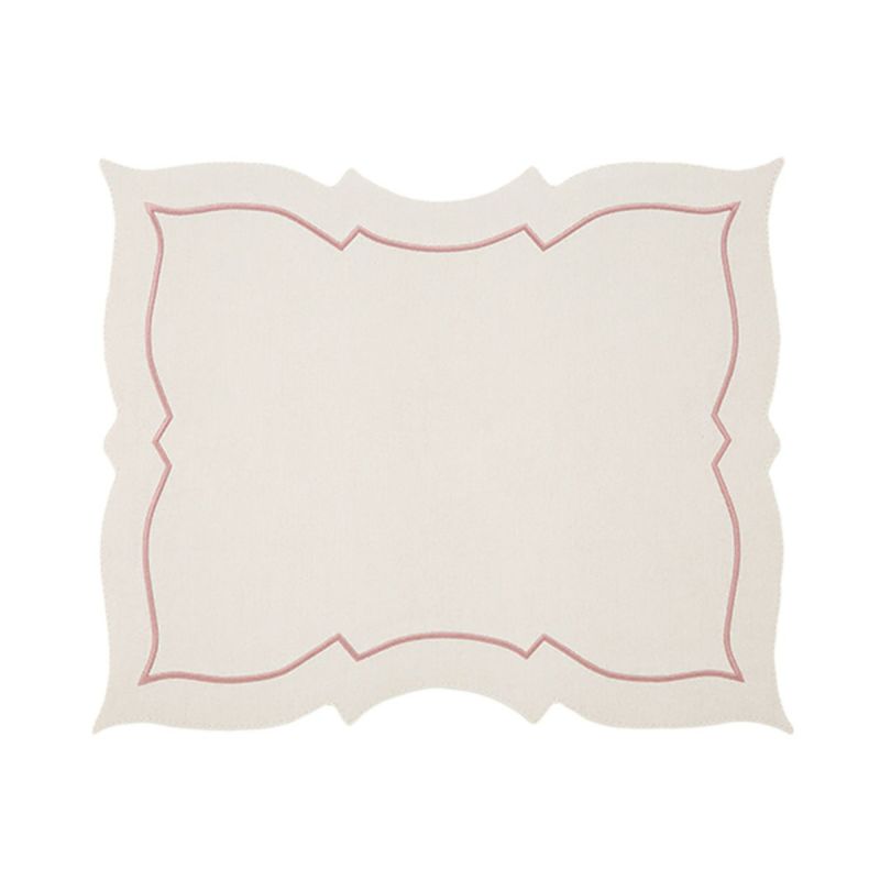 トルコ雑貨 アルテペレ バタフライ プレースマット／ランチョンマット デニム調 ホワイト／ピンク 38cm PVC加工合皮製 撥水加工