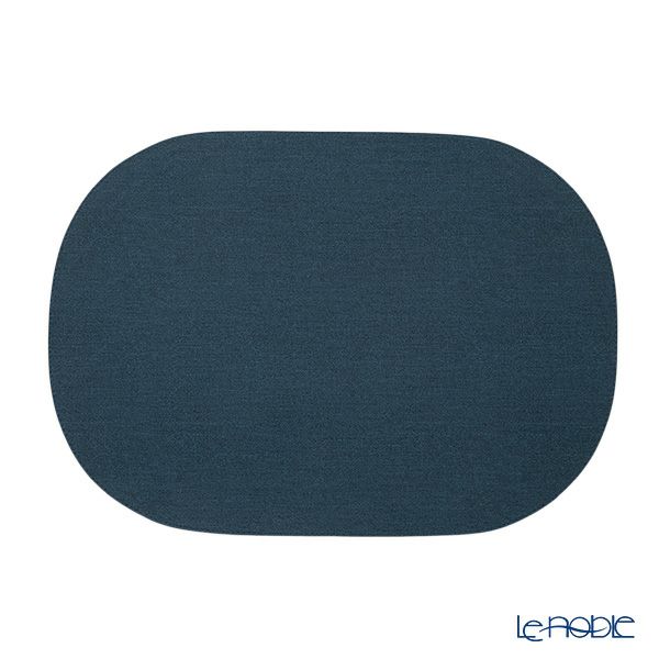 トルコ雑貨 アルテペレ チェーン プレースマット／ランチョンマット オーバル デニム調 ネイビー／ホワイト 32×45cm PVC加工合皮製 撥水加工