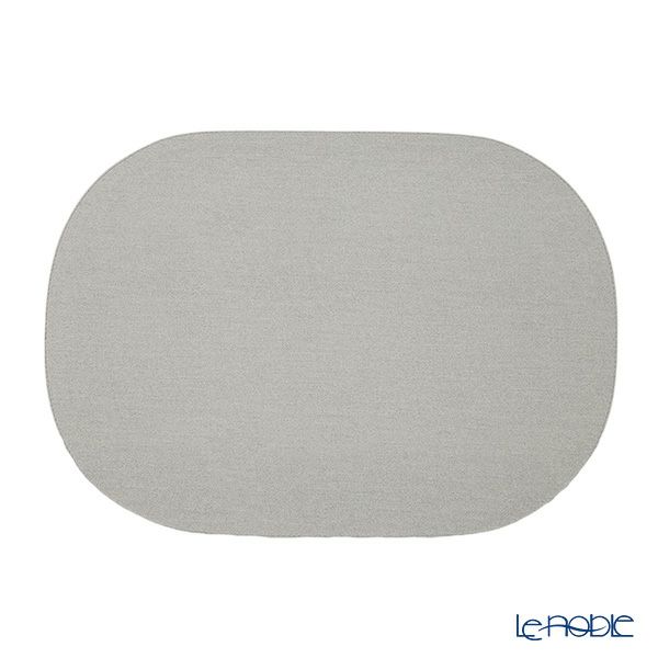 トルコ雑貨 アルテペレ チェーン プレースマット／ランチョンマット オーバル デニム調 ライトグレー／ホワイト 32×45cm PVC加工合皮製 撥水加工