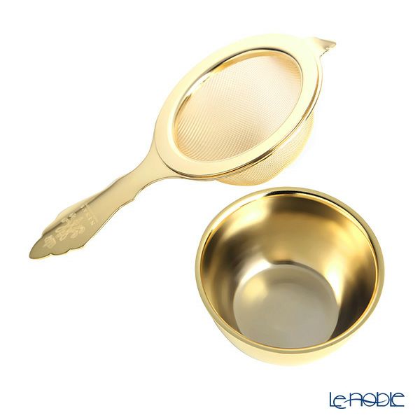 ニナス オリジナル マリーアントワネット クイーンズ ゴールドコレクション ティーストレーナー＆受け皿 ステンレス製 24金メッキ
