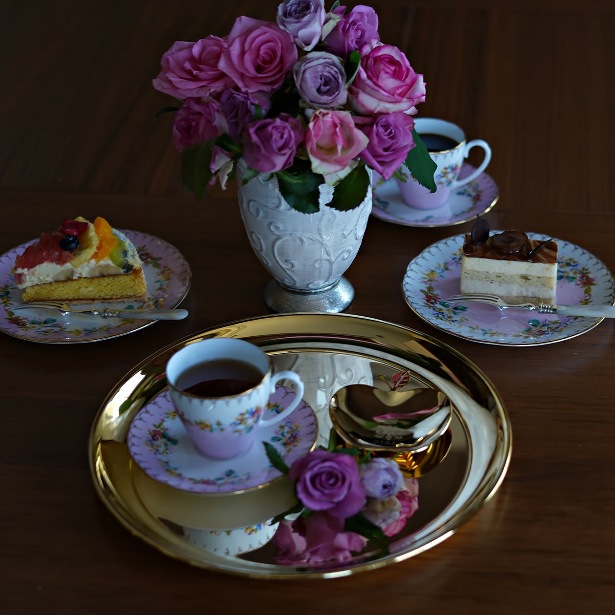 ニナス オリジナル マリーアントワネット クイーンズ ゴールドコレクション トレイ 30.5cm ラウンド 円形 ステンレス製 24金メッキ