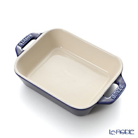 ストウブ（staub） レクタンギュラーディッシュ（セラミック製） 14×11cm／400ml グランブルー