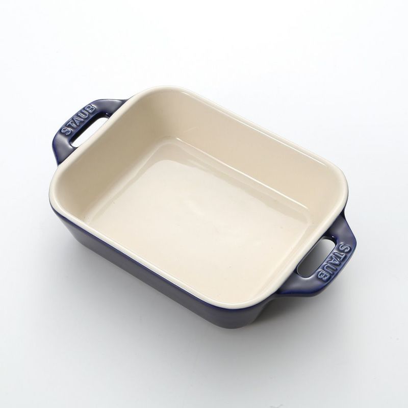 ストウブ（staub） レクタンギュラーディッシュ（セラミック製） 14×11cm／400ml グランブルー