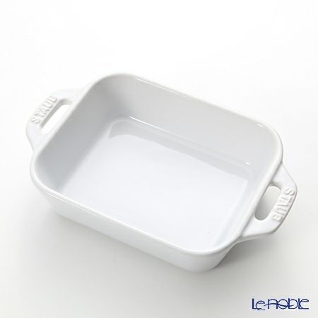 ストウブ（staub） レクタンギュラーディッシュ（セラミック製） 14×11cm／400ml ホワイト
