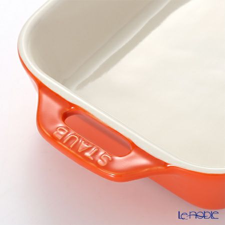 ストウブ（staub） レクタンギュラーディッシュ（セラミック製） 14×11cm／400ml オレンジ