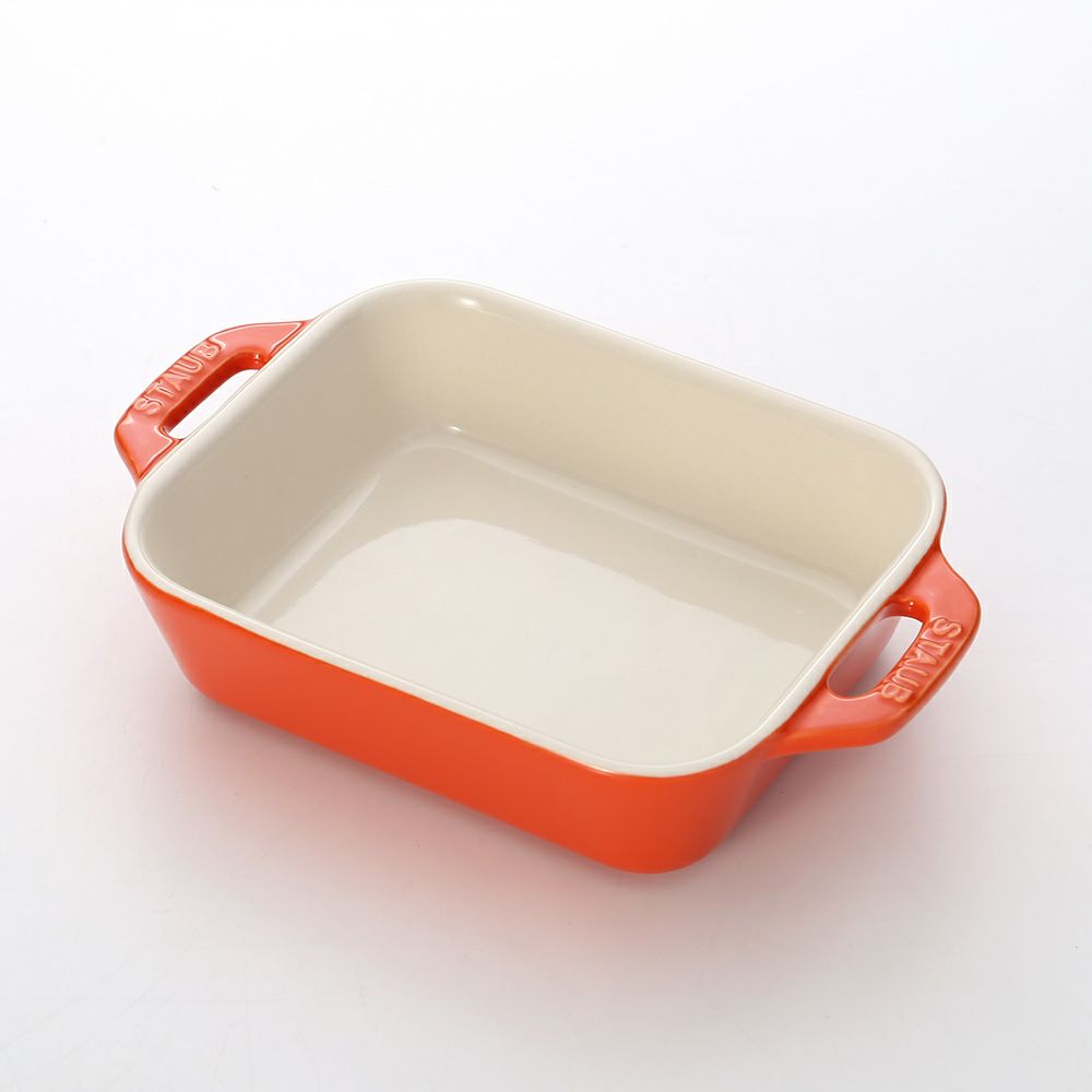 ストウブ（staub） レクタンギュラーディッシュ（セラミック製） 14×11cm／400ml オレンジ