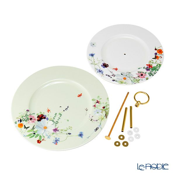 ローゼンタール グランドエア 2段ケーキスタンド ホワイト／ソフトセージグリーン 組み立て式