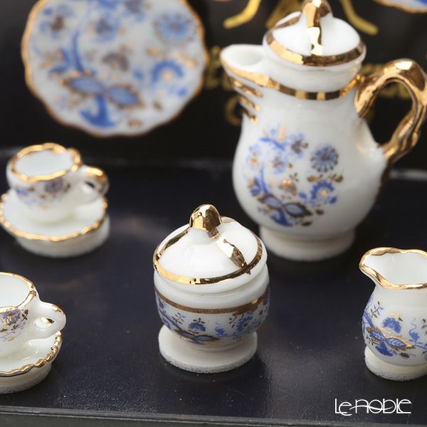ロイター・ポーセリン ブルーオニオン ゴールド 001.363／6 ミニチュア コーヒーセット （4客）