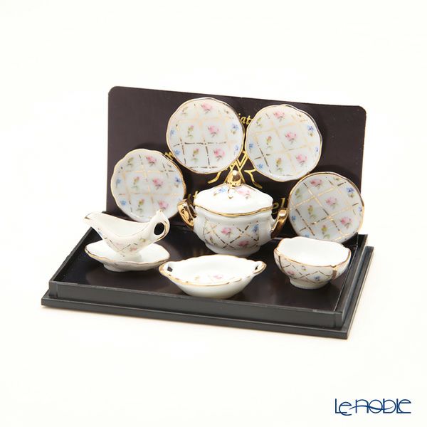 ロイター・ポーセリン ゴールド チェッカー 001.378／6 ミニチュア ディナーセット