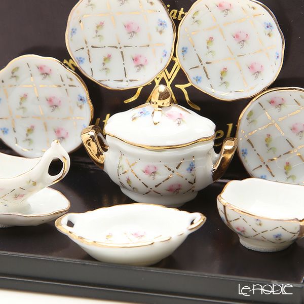 ロイター・ポーセリン ゴールド チェッカー 001.378／6 ミニチュア ディナーセット