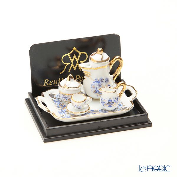 ロイター・ポーセリン ブルーオニオン ゴールド 001.642／5 ミニチュア コーヒートレイセット