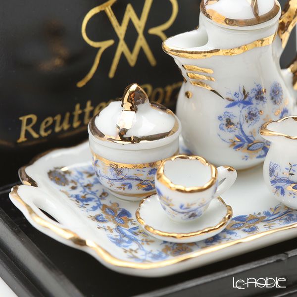 ロイター・ポーセリン ブルーオニオン ゴールド 001.642／5 ミニチュア コーヒートレイセット