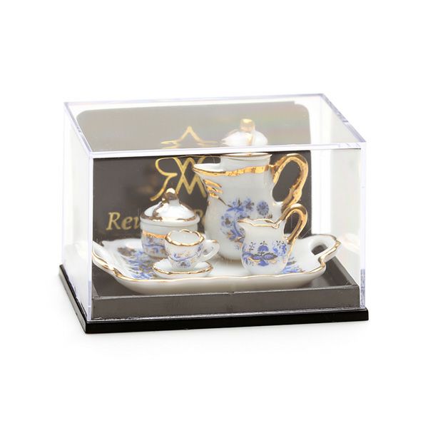 ロイター・ポーセリン ブルーオニオン ゴールド 001.642／5 ミニチュア コーヒートレイセット