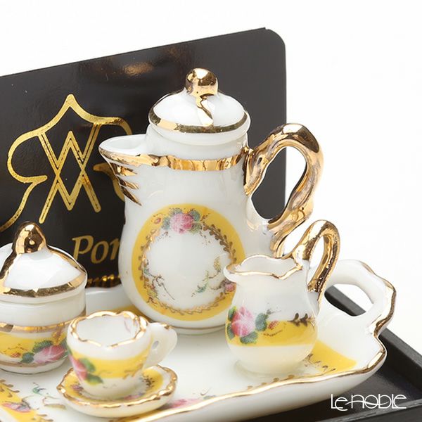 ロイター・ポーセリン フレンチ ローズ 001.649／5 ミニチュア コーヒートレイセット