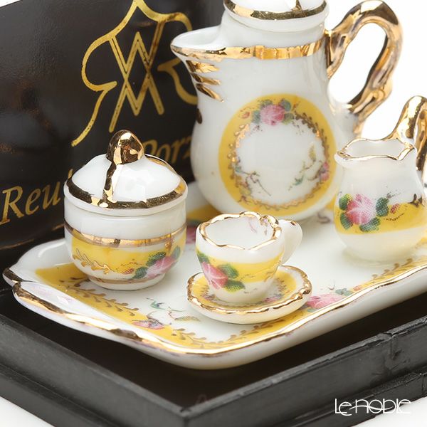 ロイター・ポーセリン フレンチ ローズ 001.649／5 ミニチュア コーヒートレイセット