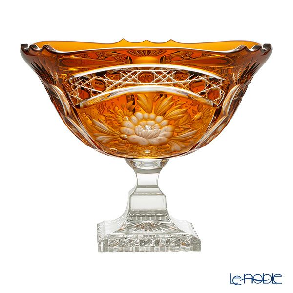 アルンシュタットクリスタル アルンシュタットフラワー ボウル 25cm アンバー（色被せガラス） 31495