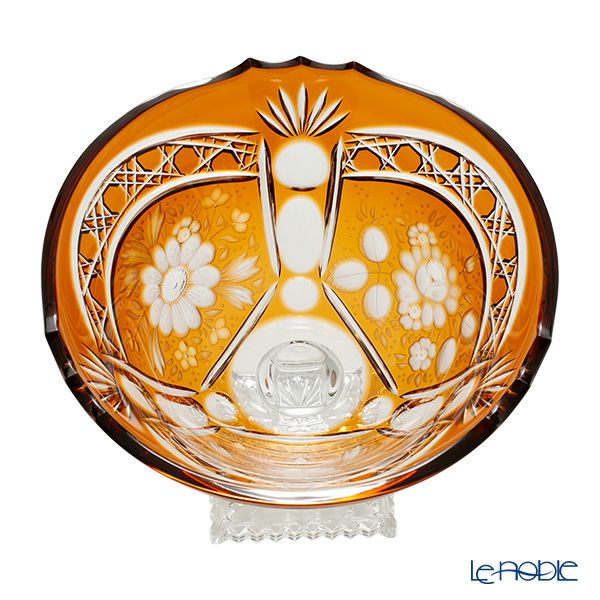 アルンシュタットクリスタル アルンシュタットフラワー ボウル 25cm アンバー（色被せガラス） 31495