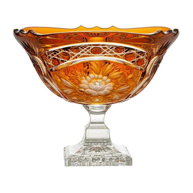 アルンシュタットクリスタル アルンシュタットフラワー ボウル 25cm アンバー（色被せガラス） 31495