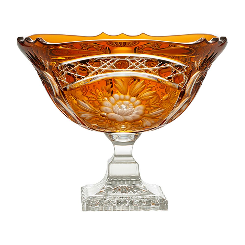 アルンシュタットクリスタル アルンシュタットフラワー ボウル 25cm アンバー（色被せガラス） 31495