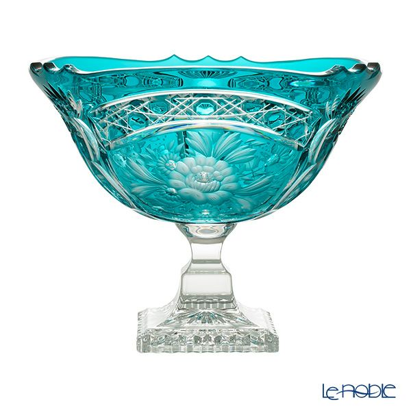 アルンシュタットクリスタル アルンシュタットフラワー ボウル 25cm アズールブルー／瑠璃（色被せガラス） 32273