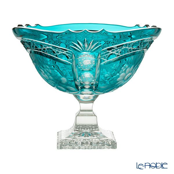 アルンシュタットクリスタル アルンシュタットフラワー ボウル 25cm アズールブルー／瑠璃（色被せガラス） 32273