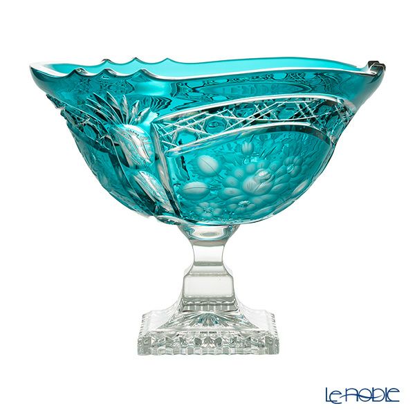 アルンシュタットクリスタル アルンシュタットフラワー ボウル 25cm アズールブルー／瑠璃（色被せガラス） 32273