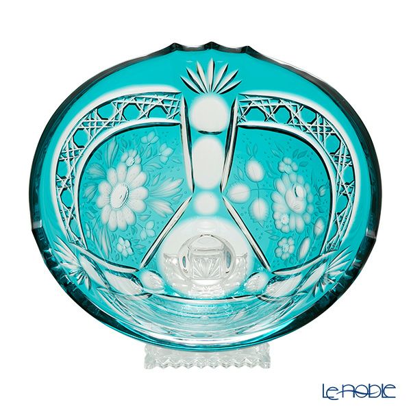 アルンシュタットクリスタル アルンシュタットフラワー ボウル 25cm アズールブルー／瑠璃（色被せガラス） 32273