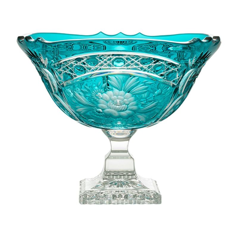 アルンシュタットクリスタル アルンシュタットフラワー ボウル 25cm アズールブルー／瑠璃（色被せガラス） 32273