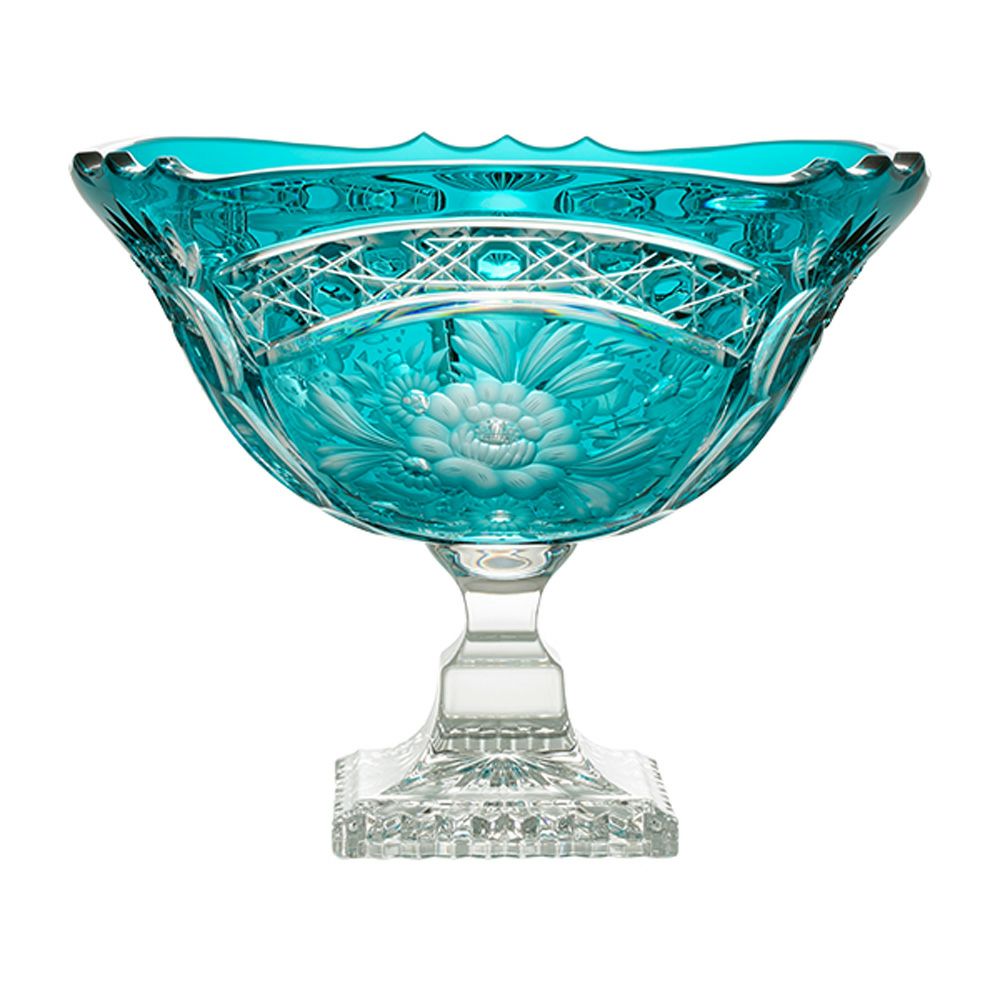 アルンシュタットクリスタル アルンシュタットフラワー ボウル 25cm アズールブルー／瑠璃（色被せガラス） 32273